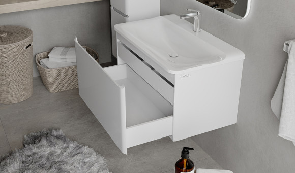 Тумба под раковину Raval Welto 80 Wel.01.80/P/W/RL подвесная Белая