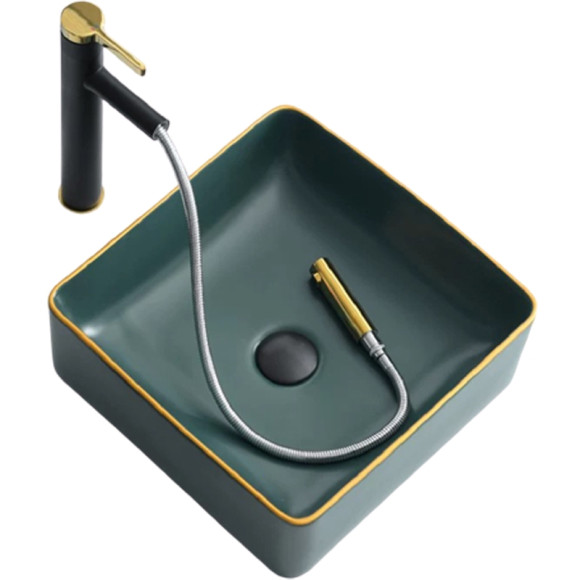 Раковина-чаша Bronze de Luxe 40 1063 Зеленая с золотым ободом Раковина-чаша Bronze de Luxe 40 1063 Зеленая с золотым ободом