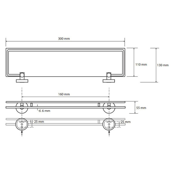 Стеклянная полка Bemeta Omega 104102202 Хром Стеклянная полка Bemeta Omega 104102202 Хром