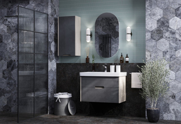 Тумба с раковиной Aquaton Оливия 80 1A2831K0OLUG0 подвесная Грей Дуб Ойстер