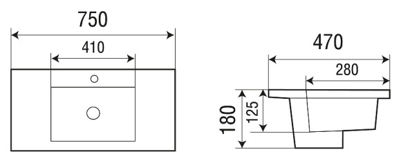 Раковина WeltWasser Deilbach 7505 75 10000004627 Белый глянец