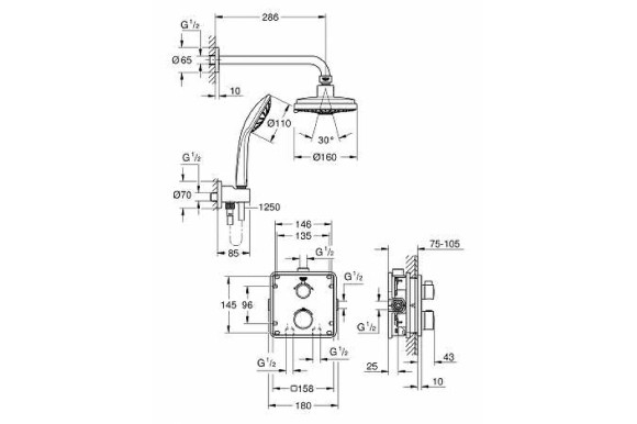 Душевая система Grohe Grohtherm 34735000 с термостатом Хром