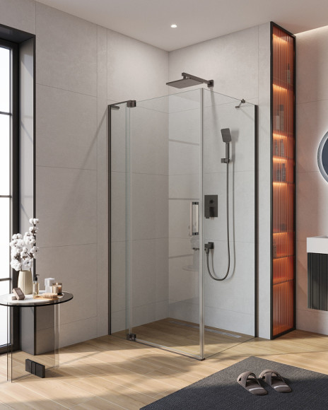 Душевой уголок Cezares Slider 100x80 SLIDER-AH-1-80-90/100-C-GM профиль Оружейная сталь стекло прозрачное