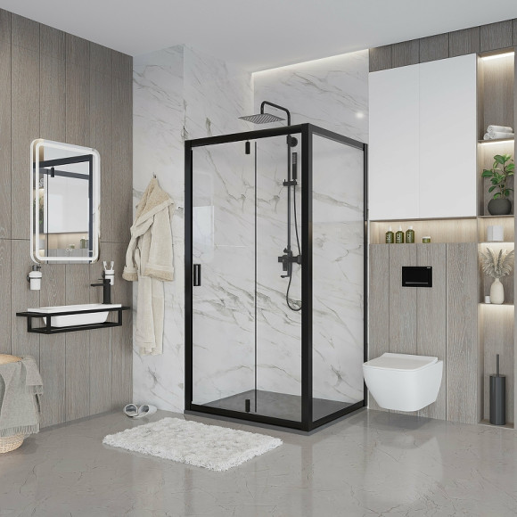 Душевой уголок Niagara Nova 90х100 NG-83-9AB-A100B профиль Черный стекло прозрачное Душевой уголок Niagara Nova 90х100 NG-83-9AB-A100B профиль Черный стекло прозрачное