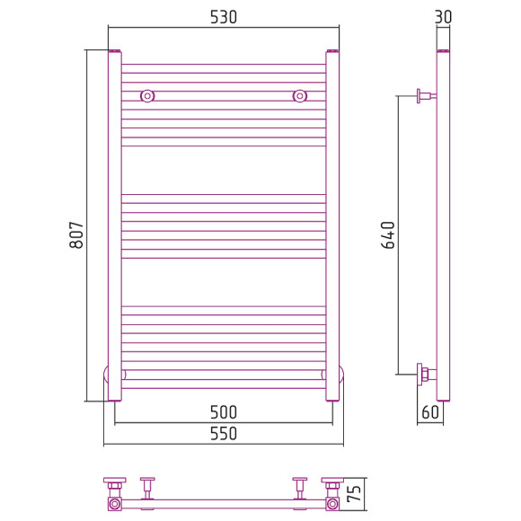 Водяной полотенцесушитель Сунержа Модус 800х500 31-0250-8050 Черный матовый Водяной полотенцесушитель Сунержа Модус 800х500 31-0250-8050 Черный матовый