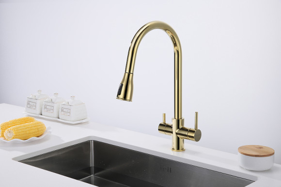 Смеситель для кухни Paulmark Lange La214212-G Золото