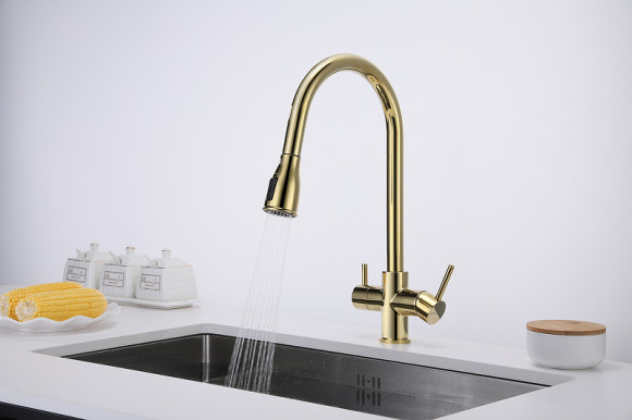 Смеситель для кухни Paulmark Lange La214212-G Золото