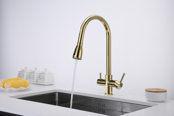 Смеситель для кухни Paulmark Lange La214212-G Золото