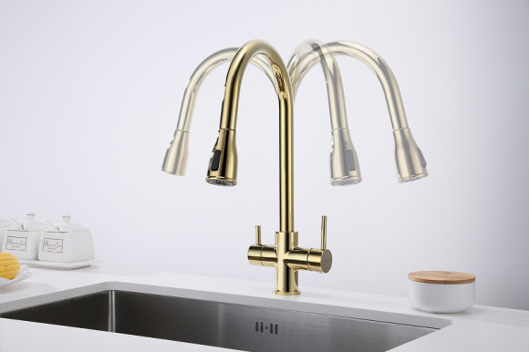 Смеситель для кухни Paulmark Lange La214212-G Золото