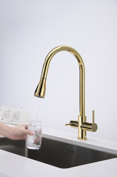 Смеситель для кухни Paulmark Lange La214212-G Золото