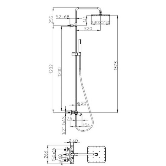 Душевая система Bossini Cosmo L10403.1.030 с термостатом Хром Душевая система Bossini Cosmo L10403.1.030 с термостатом Хром