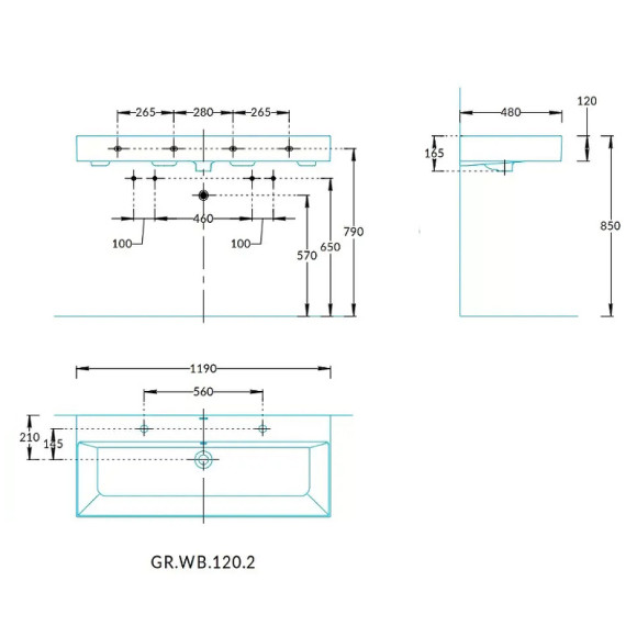 Раковина Kerama Marazzi Grande 120 GR.wb.120.2 Белая глянцевая