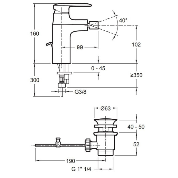 Смеситель для биде Jacob Delafon Kumin E99456-CP Хром