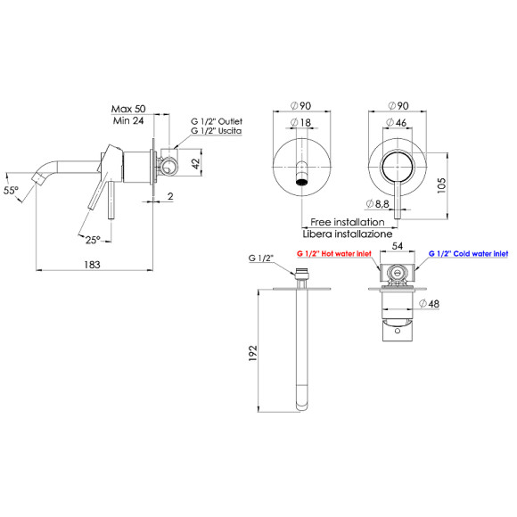 Смеситель для раковины Remer X-Style X15LCNO Черный матовый Смеситель для раковины Remer X-Style X15LCNO Черный матовый