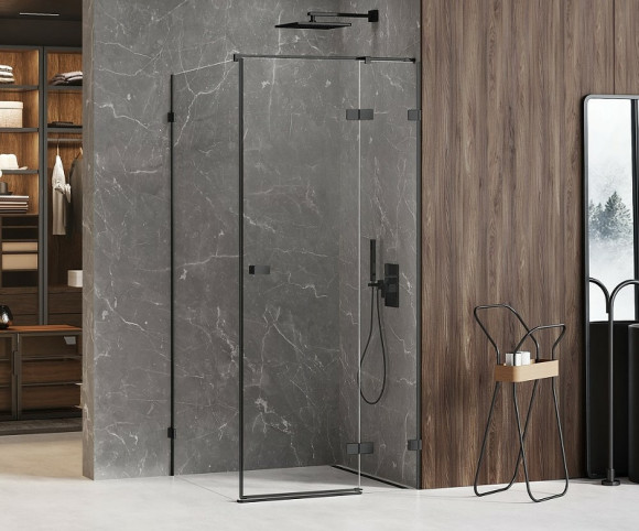 Душевой уголок New Trendy Avexa Black 120x90 R EXK-1601 профиль Черный стекло прозрачное