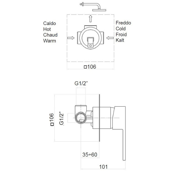 Смеситель для душа Webert Pegaso PE880101010 Золото Смеситель для душа Webert Pegaso PE880101010 Золото