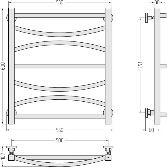 Водяной полотенцесушитель Сунержа Ажур 600х500 30-0255-6050 Белый матовый Водяной полотенцесушитель Сунержа Ажур 600х500 30-0255-6050 Белый матовый