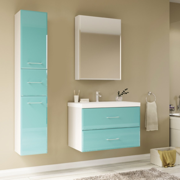 Шкаф пенал Marka One Mix 30П с ручками фасад стекло Бирюзовый Шкаф пенал Marka One Mix 30П с ручками фасад стекло Бирюзовый