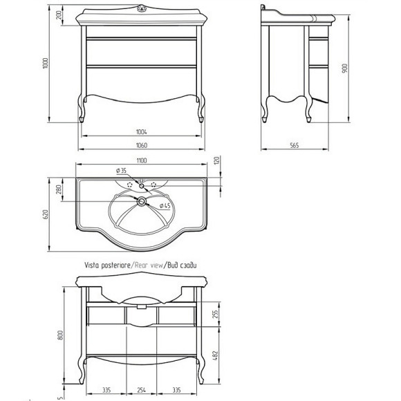 Тумба под раковину Migliore Impero 110 25962 Оливковая Тумба под раковину Migliore Impero 110 25962 Оливковая