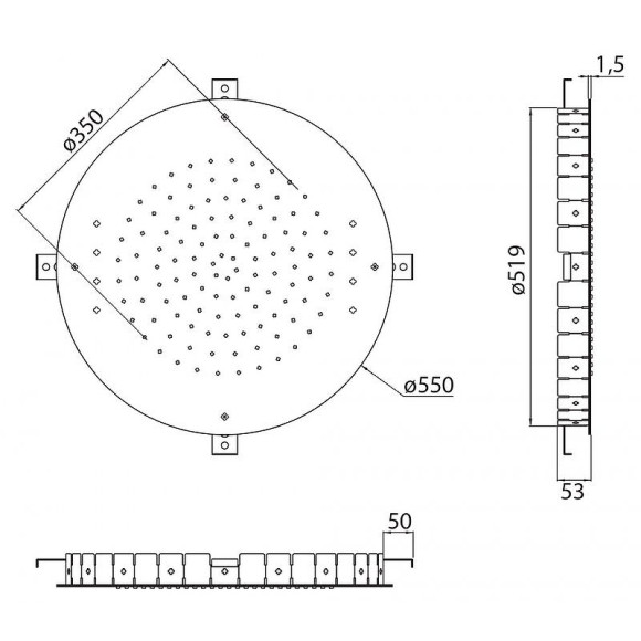 Верхний душ Cezares Czr CZR-SDRH1-50-NOP Черный матовый