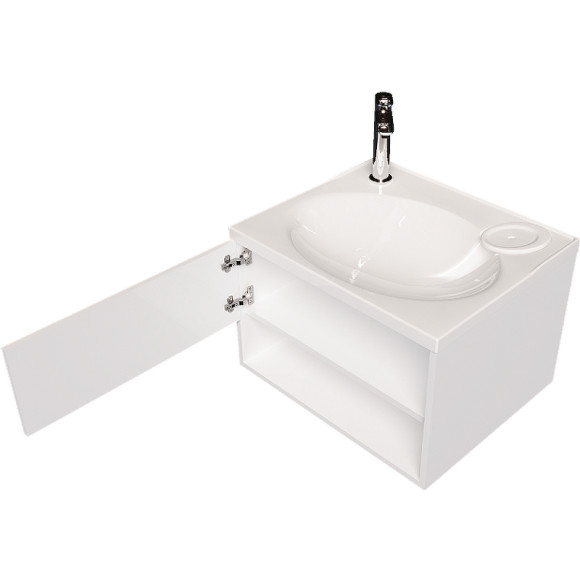 Тумба с раковиной 1MarKa Naomi 60 Ц0000004297 подвесная Белый глянец