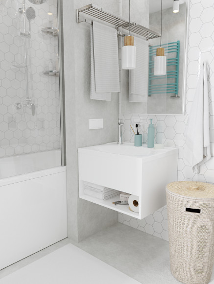 Тумба с раковиной 1MarKa Naomi 60 Ц0000004297 подвесная Белый глянец