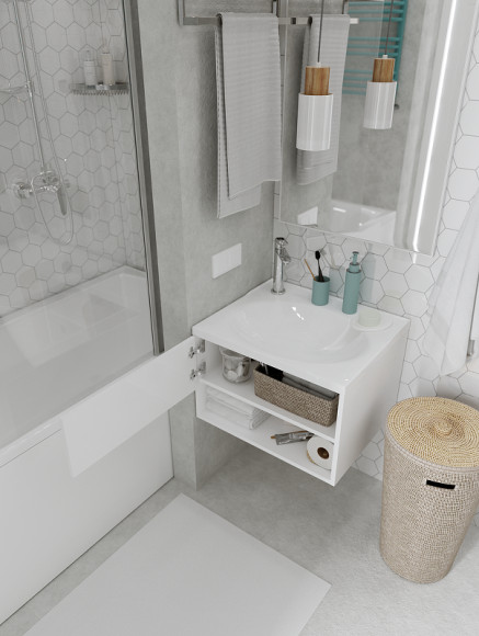 Тумба с раковиной 1MarKa Naomi 60 Ц0000004297 подвесная Белый глянец