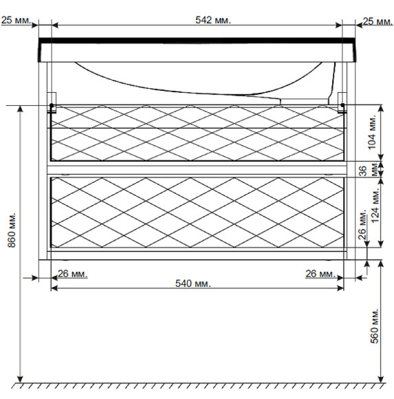 Тумба с раковиной 1MarKa Naomi 60 Ц0000004297 подвесная Белый глянец