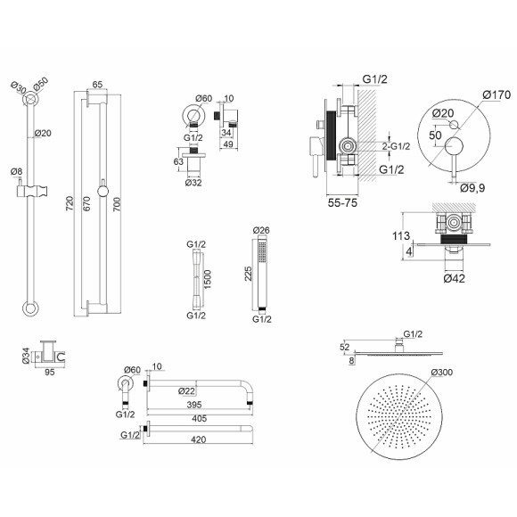 Душевая система Whitecross Y chrome YSET05CR Хром Душевая система Whitecross Y chrome YSET05CR Хром