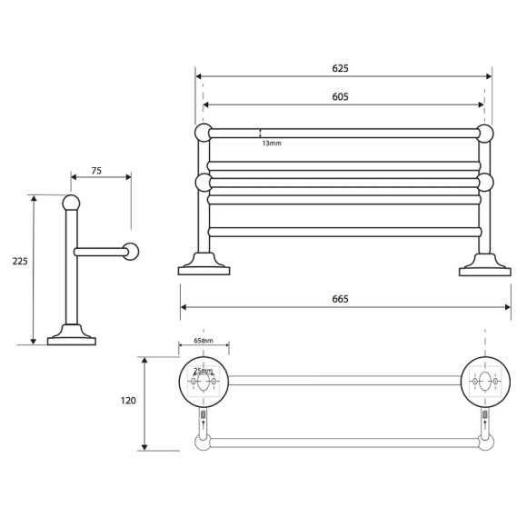 Полотенцедержатель Bemeta Retro Gold and chrom 144202098 Золото Хром