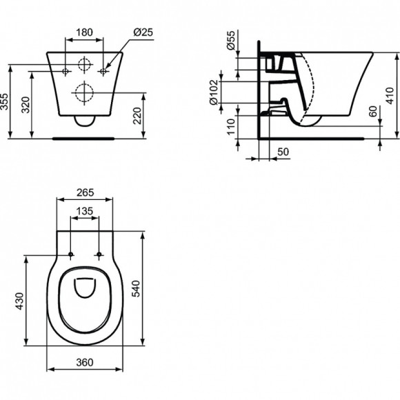 Унитаз Ideal Standard Connect Air E005401 подвесной без сиденья