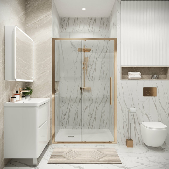 Душевая дверь Grossman Cosmo 130 100.K33.02.130.32.00 профиль Золото сатин стекло прозрачное Душевая дверь Grossman Cosmo 130 100.K33.02.130.32.00 профиль Золото сатин стекло прозрачное