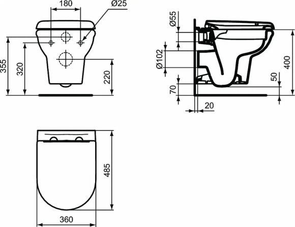 Комплект унитаза с инсталляцией Ideal Standard Prosys Eco Frame Exacto X022601 с сиденьем Микролифт