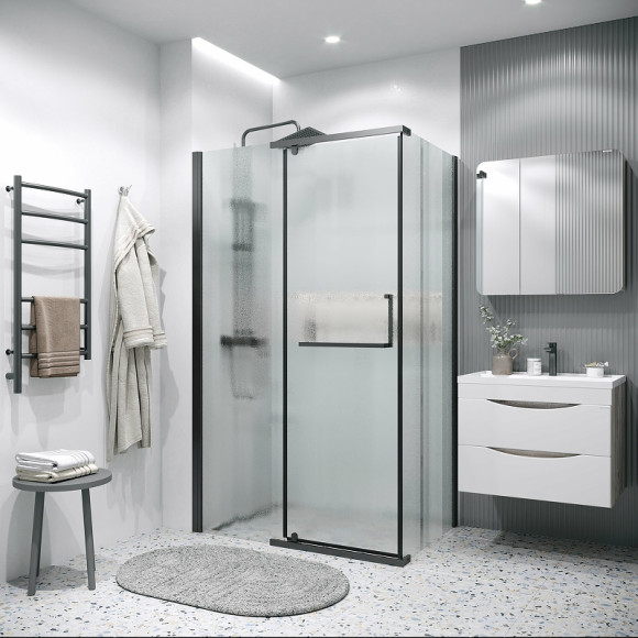 Душевая стенка Grossman Pragma 80 200.K33.03.80.21.02 профиль Черный матовый стекло шиншилла