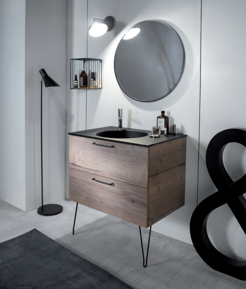 Тумба под раковину Jacob Delafon Odeon Rive Gauche 60 EB2520-R9-E52 подвесная Дуб Табак ручки Черные