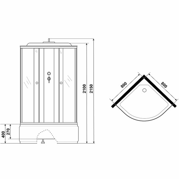 Душевая кабина Niagara Eco 80x80 E80/40/MT без гидромассажа Душевая кабина Niagara Eco 80x80 E80/40/MT без гидромассажа