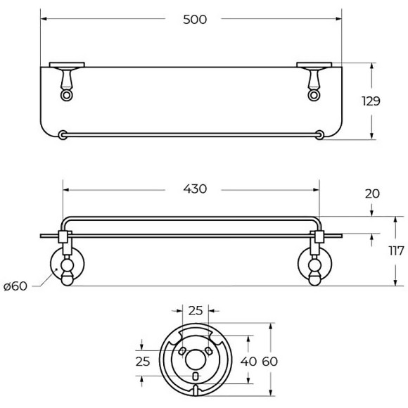 Стеклянная полка Art&Max Antic Crystal AM-E-2682SJ-Br Бронза