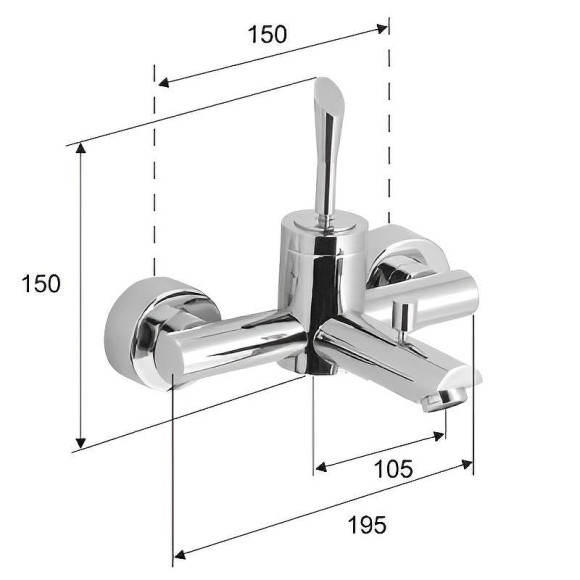 Смеситель для ванны Remer Jazz J05 Хром Смеситель для ванны Remer Jazz J05 Хром