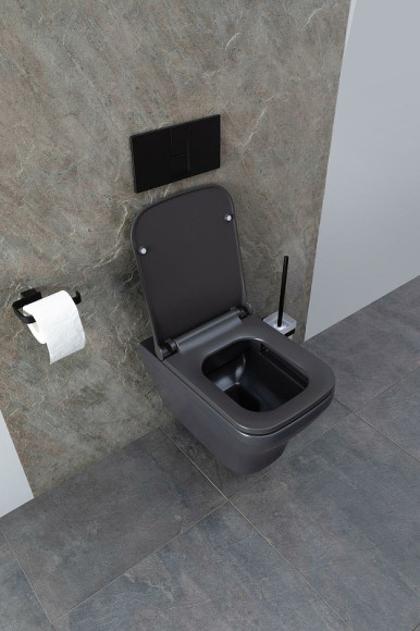 Унитаз Allen Brau Infinity 4.21011.AN подвесной Антрацит без сиденья Унитаз Allen Brau Infinity 4.21011.AN подвесной Антрацит без сиденья