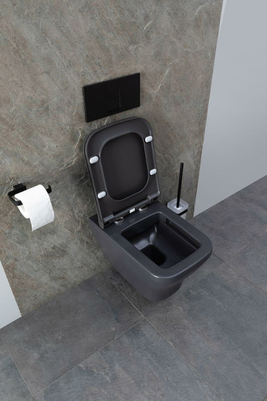Унитаз Allen Brau Infinity 4.21011.AN подвесной Антрацит без сиденья Унитаз Allen Brau Infinity 4.21011.AN подвесной Антрацит без сиденья