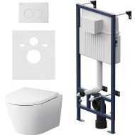 Комплект унитаза с инсталляцией AM.PM Sense IS70101.741701 с сиденьем Микролифт и Белой клавишей смыва