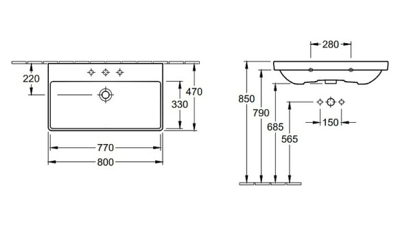 Раковина Villeroy&Boch Avento 80 41568001 Альпийский белый Раковина Villeroy&Boch Avento 80 41568001 Альпийский белый