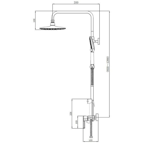 Душевая система Haiba HB24814-7 Черная матовая