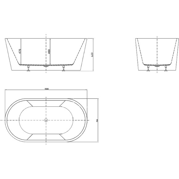 Акриловая ванна BelBagno 150x75 BB202-1500-750 без гидромассажа Акриловая ванна BelBagno 150x75 BB202-1500-750 без гидромассажа