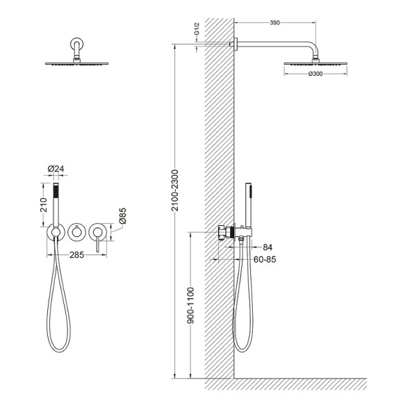 Душевая система Timo Saona SX-2349/03SM Черная матовая