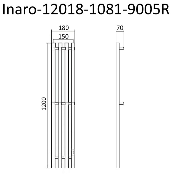Электрический полотенцесушитель Маргроид Inaro профильный 1200x180 Inaro-12018-1081-9005R правый Черный матовый Электрический полотенцесушитель Маргроид Inaro профильный 1200x180 Inaro-12018-1081-9005R правый Черный матовый