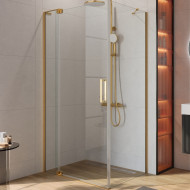 Душевой уголок Cezares Slider 110x90 SLIDER-AH-1-90-100/110-C-BORO профиль Брашированное золото стекло прозрачное