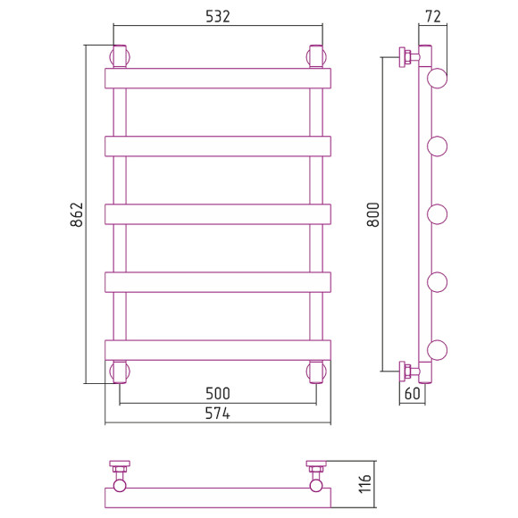 Водяной полотенцесушитель Сунержа Атлант 800х500 31-0226-8050 Черный матовый Водяной полотенцесушитель Сунержа Атлант 800х500 31-0226-8050 Черный матовый