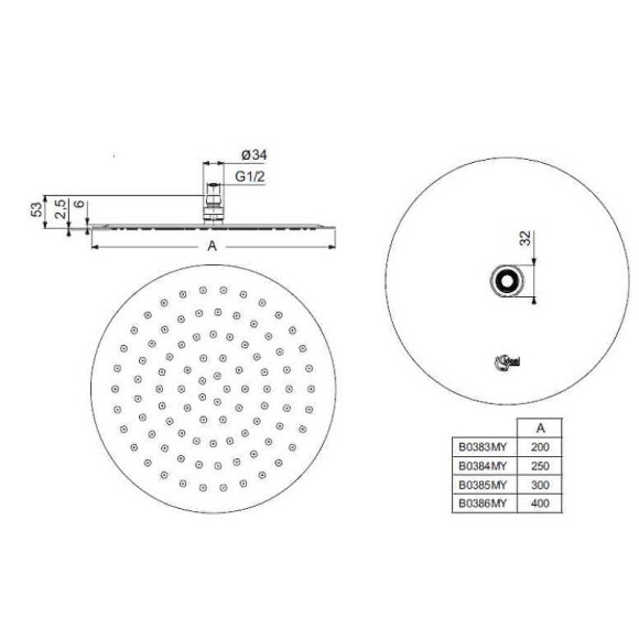 Верхний душ Ideal Standard Ideal Rain Luxe B0384MY Хром