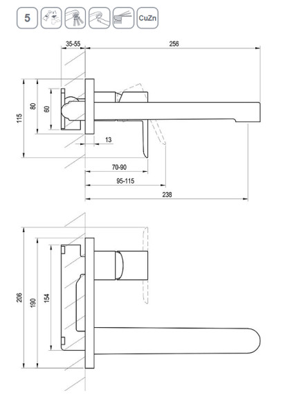 Смеситель для раковины Ravak Puri PU 019.20 X070184 Черный матовый Смеситель для раковины Ravak Puri PU 019.20 X070184 Черный матовый